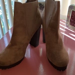 Faux suede taupe boots 8.5